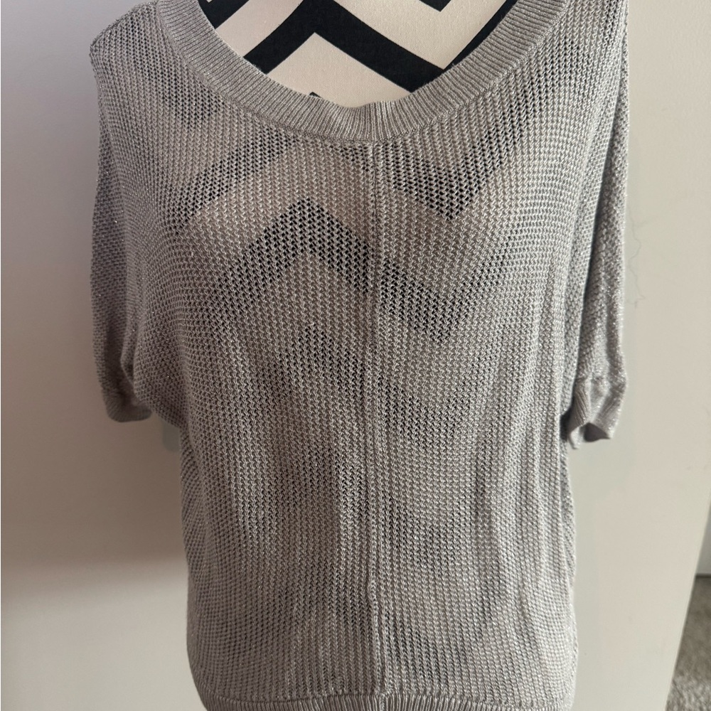 LOFT Women's V-Neck Sweater in Light Gray